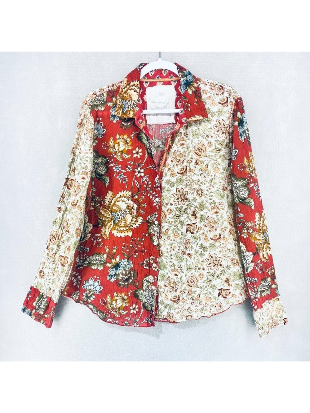 Cino Sundance Top Womens XL Multicolor Cotton Button Up Cottagecore Blouse